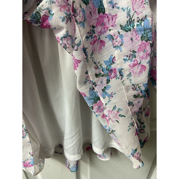 Sadie & Sage Mini Dress Size XS V Neck Faux Wrap Long Sleeved Floral Boho lined - Picture 7 of 9